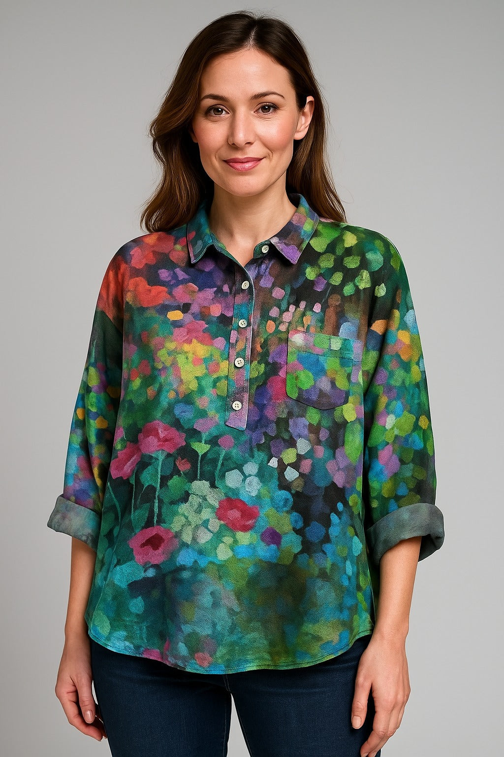 Jetta | Blouse met abstracte bloemenprint