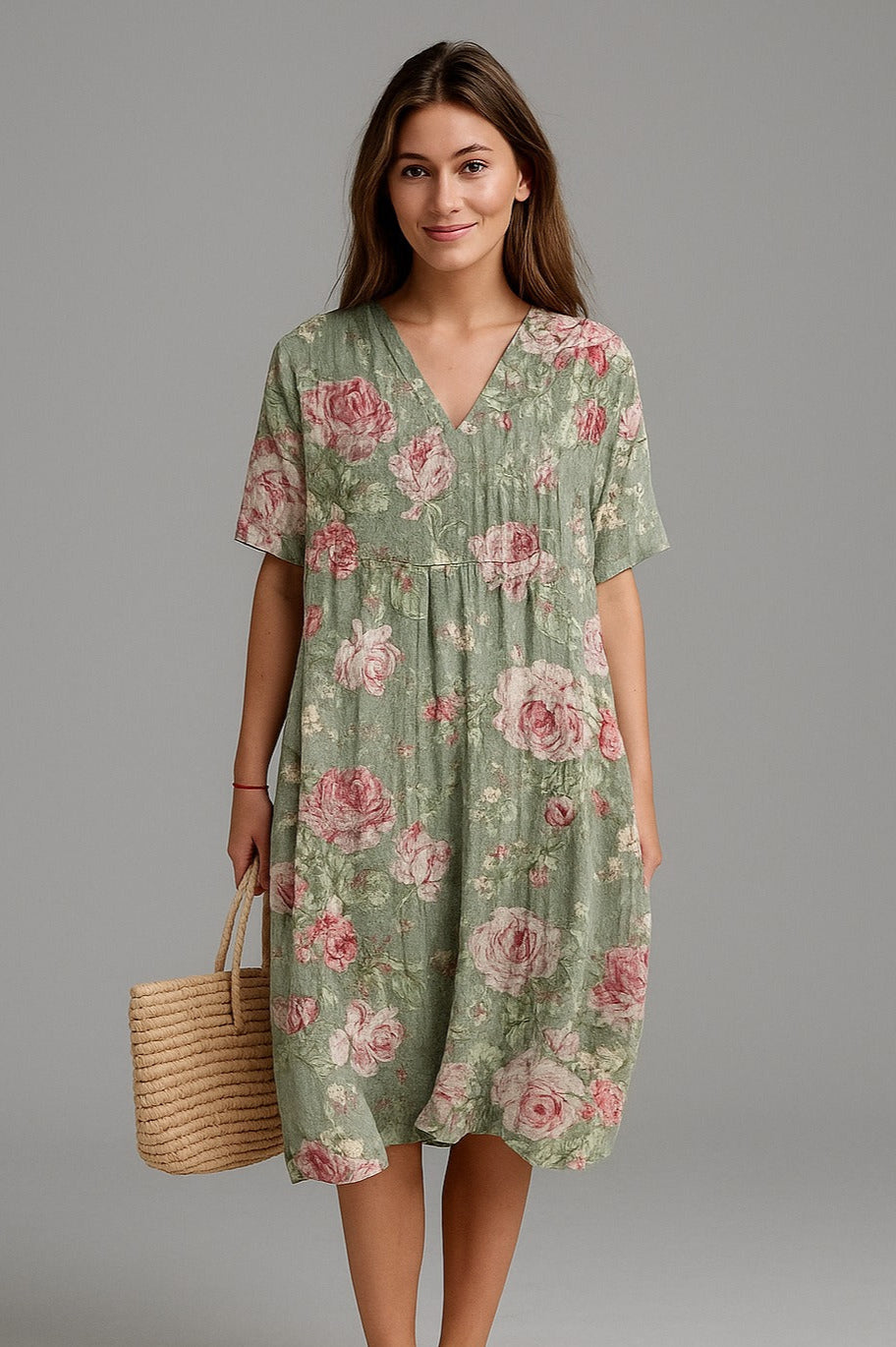 Sherin | Midi jurk met bloemenprint