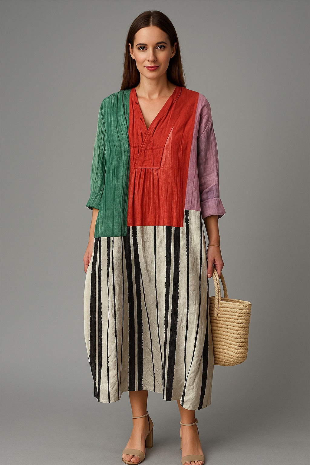 Veerle | Color‑block midi jurk