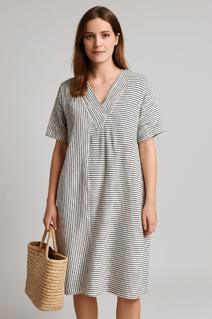 Sandi | Gestreepte jersey midi jurk