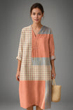 Bonny | Midi jurk met patchworkdessin
