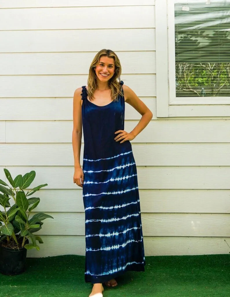 Blue Tie-dye maxi dress
