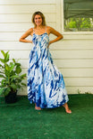 Blue tie-dye maxi dress