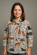 Blouse with cat illustration