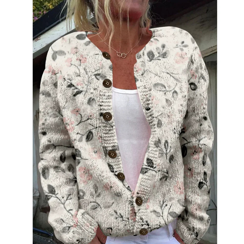 Linzy | Gebreid vest met subtiele bloemenprint