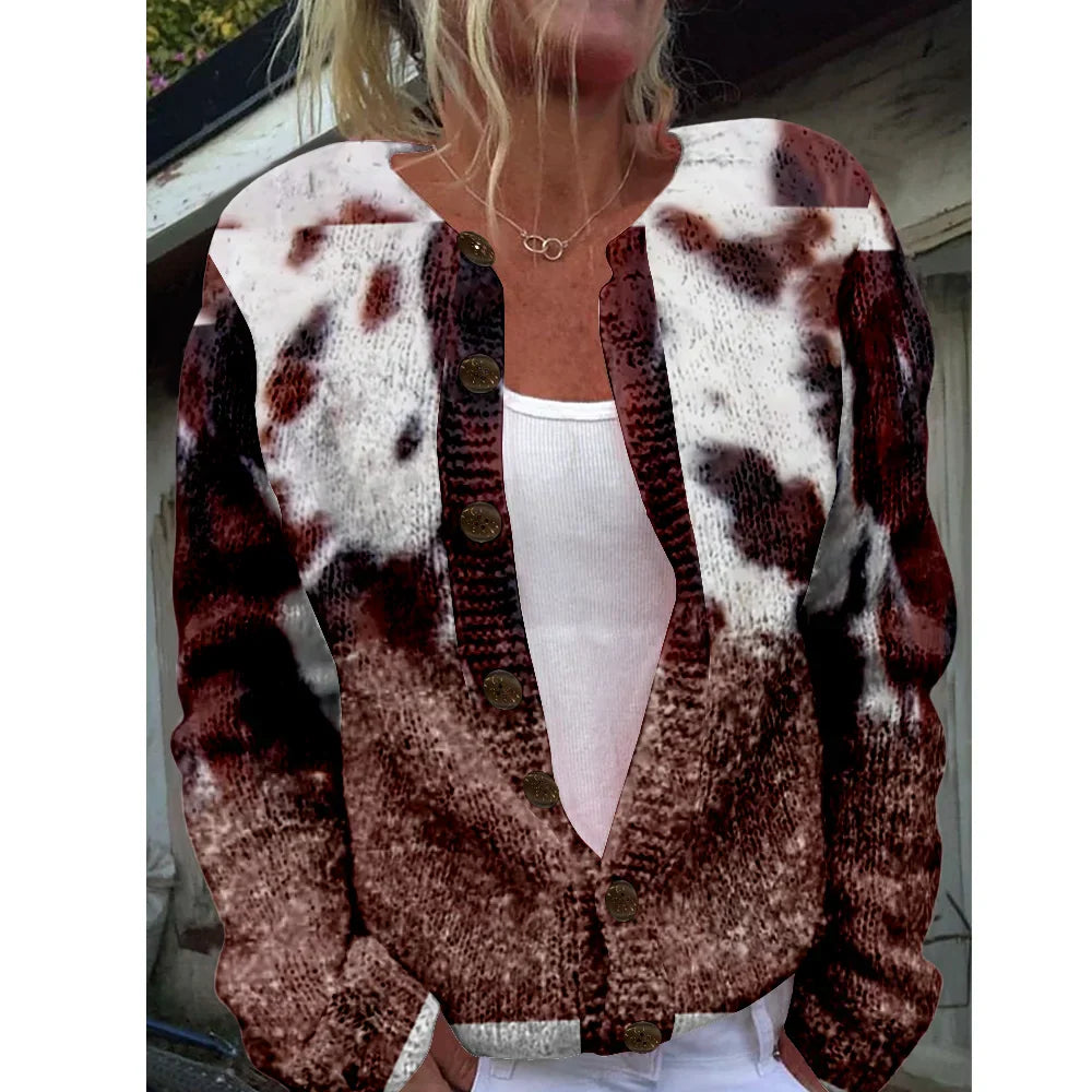 Sheyla | Bruin‑wit vest met gevlekte print