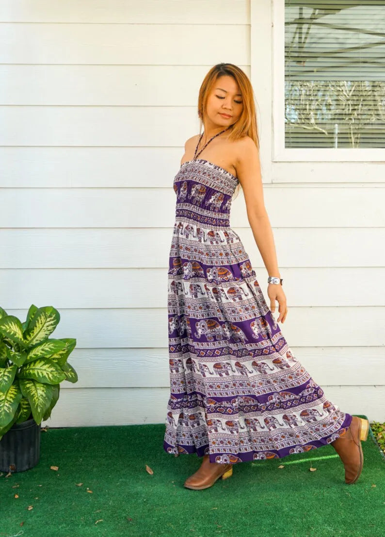 Purple Safari Tie-Dye Maxi Jurk