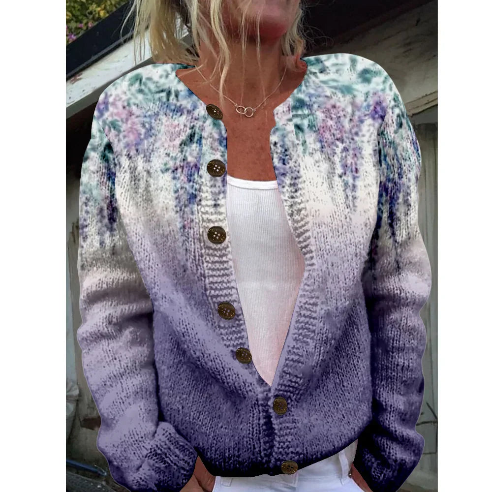 Eva | Lila cardigan met ombre‑effect