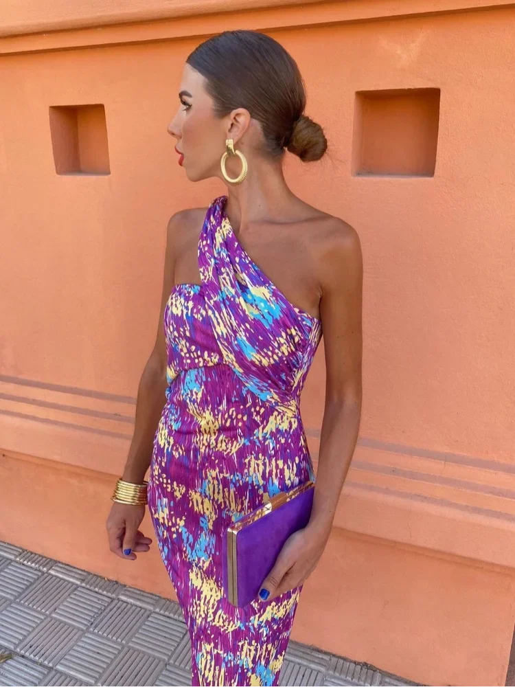 Mosaic | One‑shoulder midi-jurk