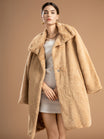 Beige teddy coat with shawl collar