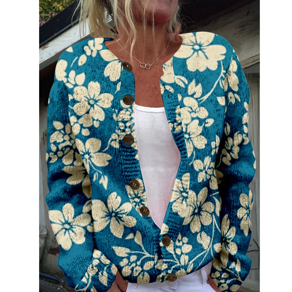 Yara | Gebreid vest met bloemenprint