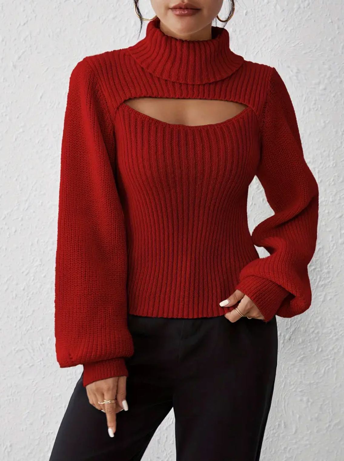 Hilary | high neck sweater with cut-out