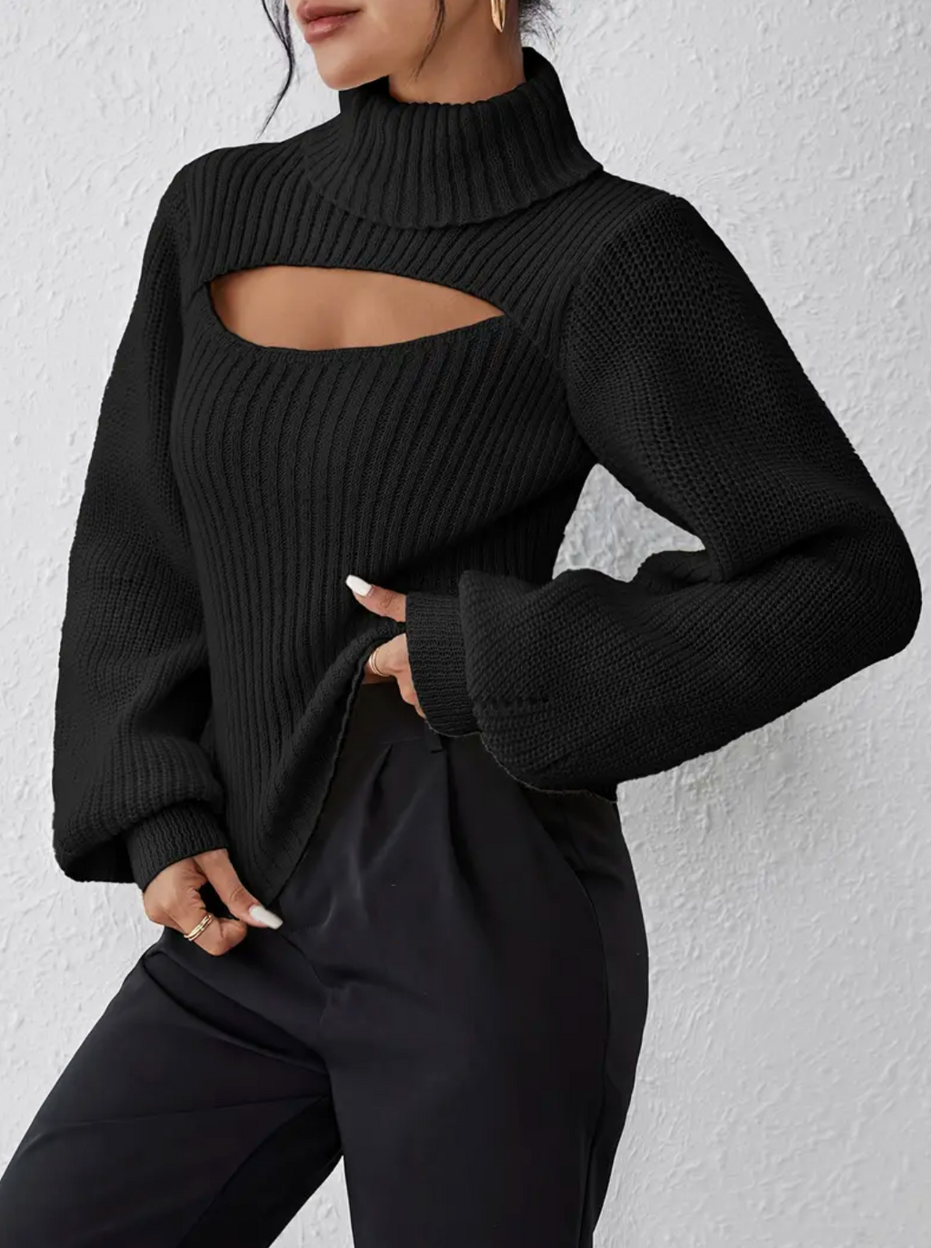 Hilary | high neck sweater with cut-out