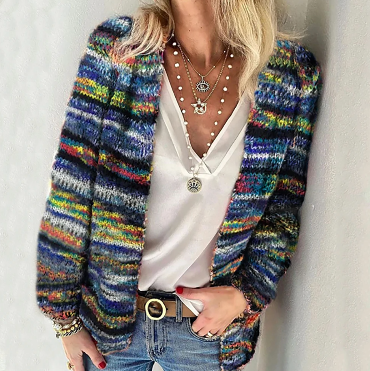 Geena | Meerkleurig open vest