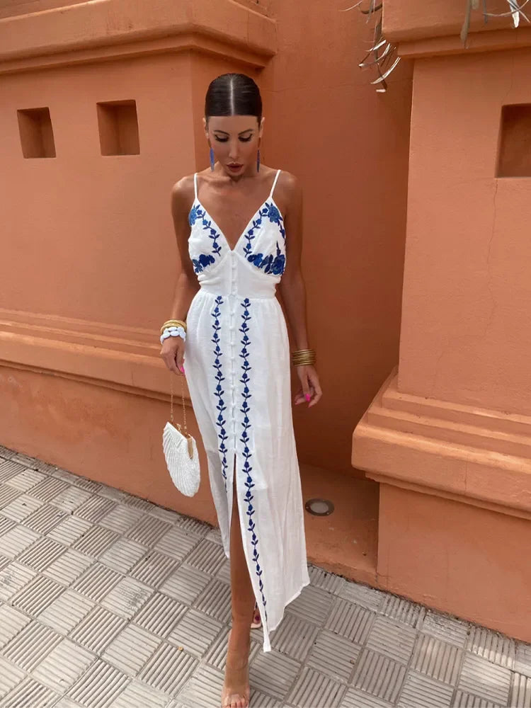 Aegean Embroidery | Midi-jurk