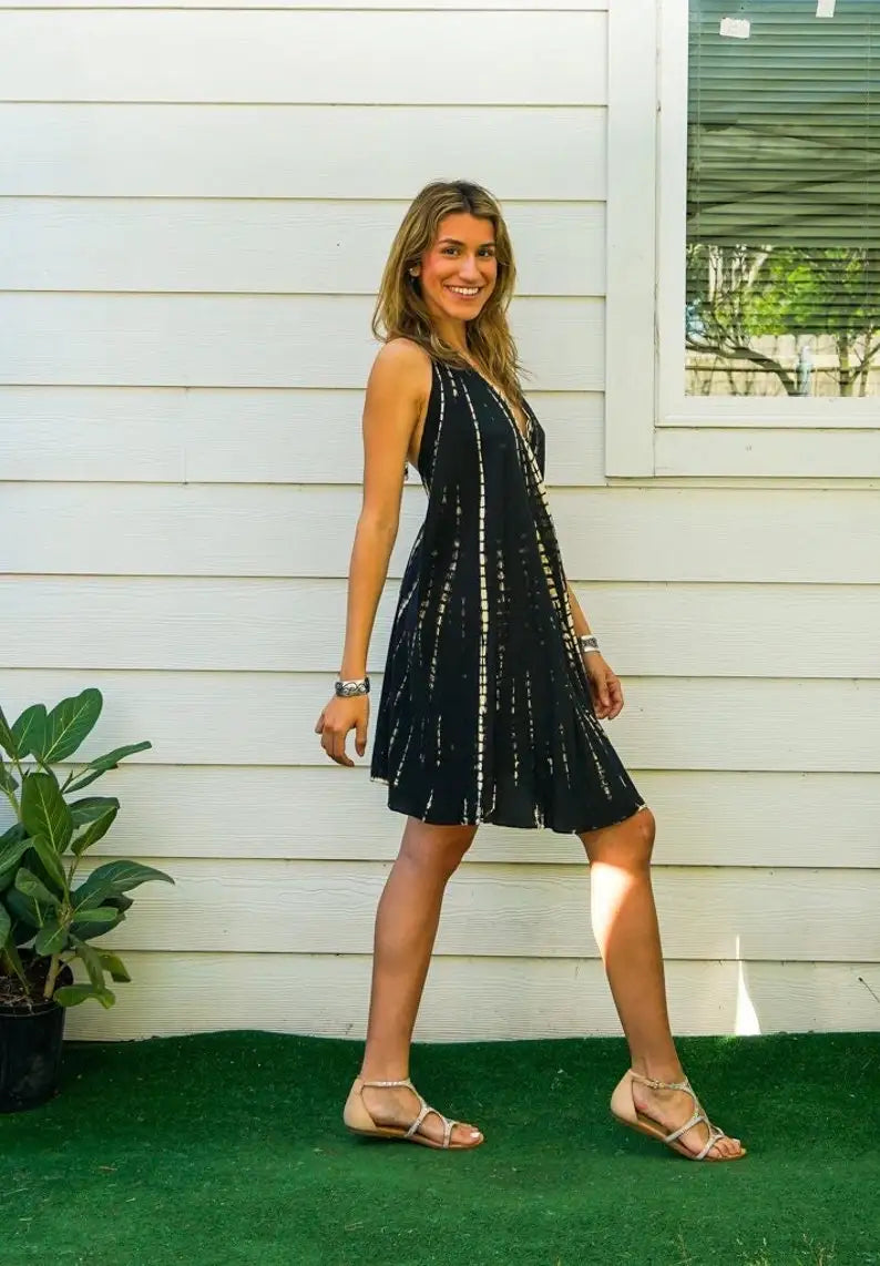 Black tie-dye maxi-dress