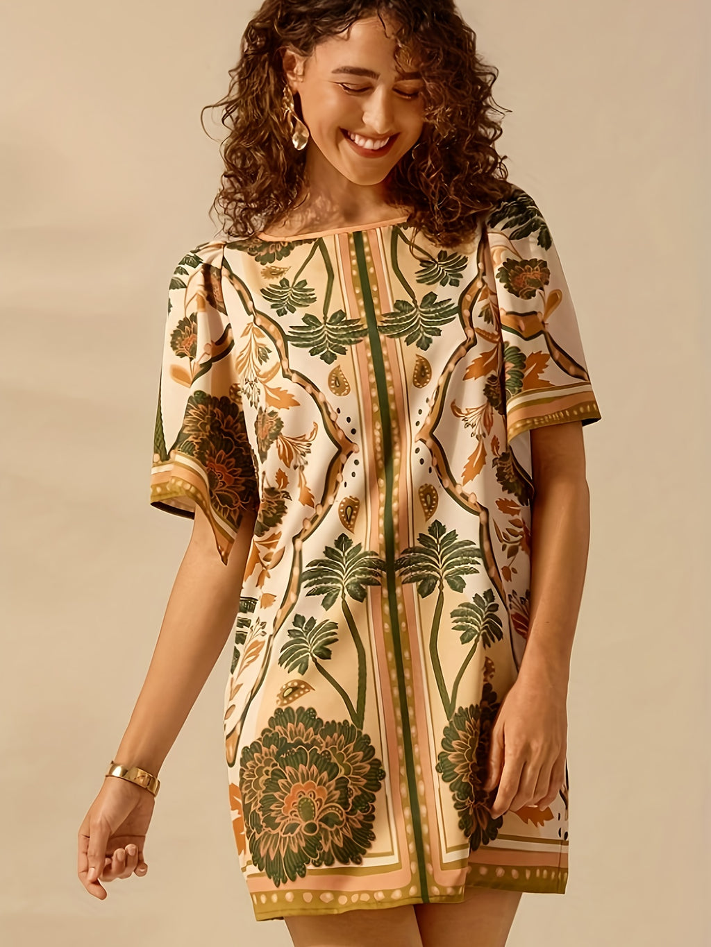 Tunic with Tropical Floral Print