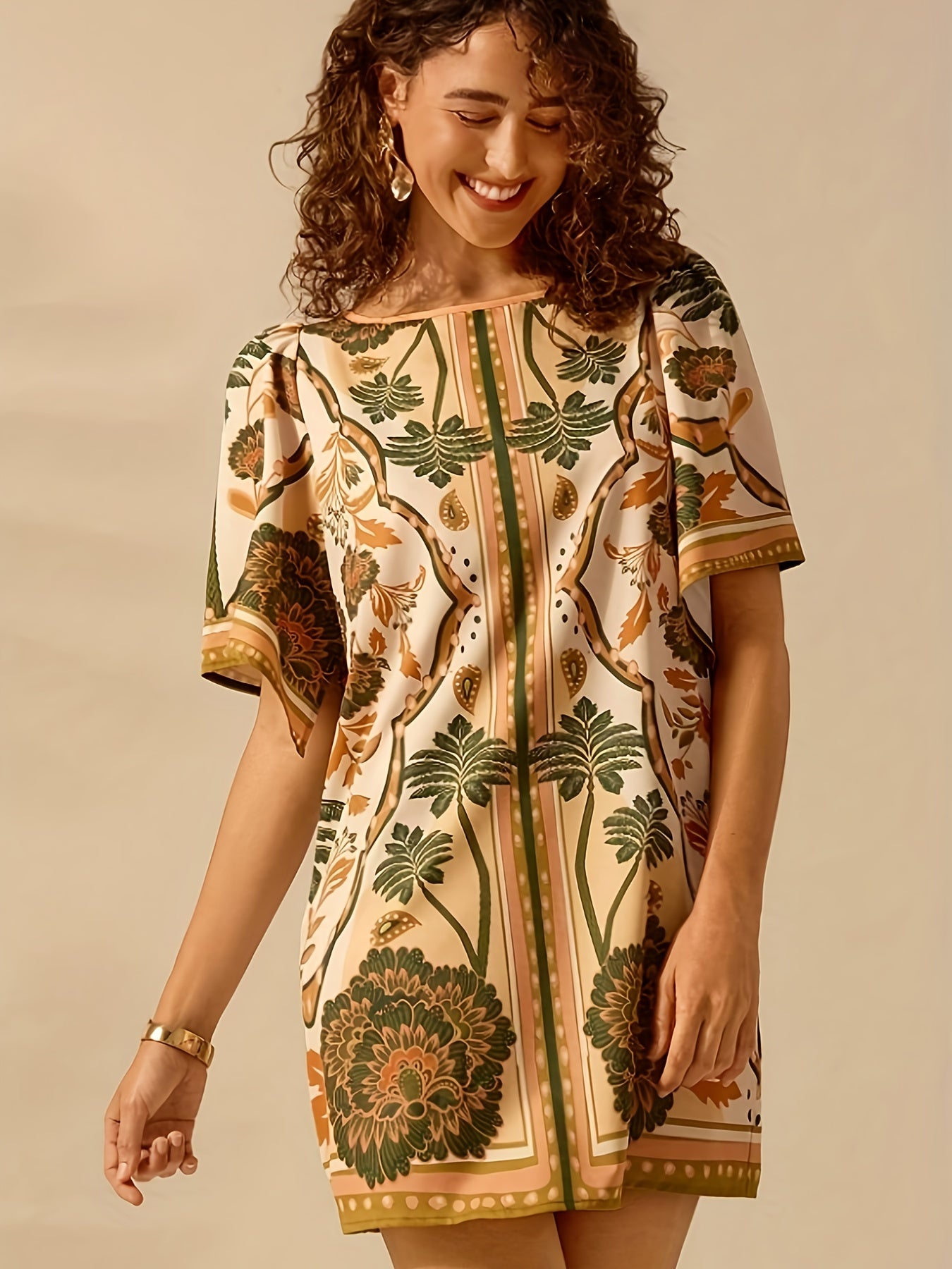 Tunic with Tropical Floral Print