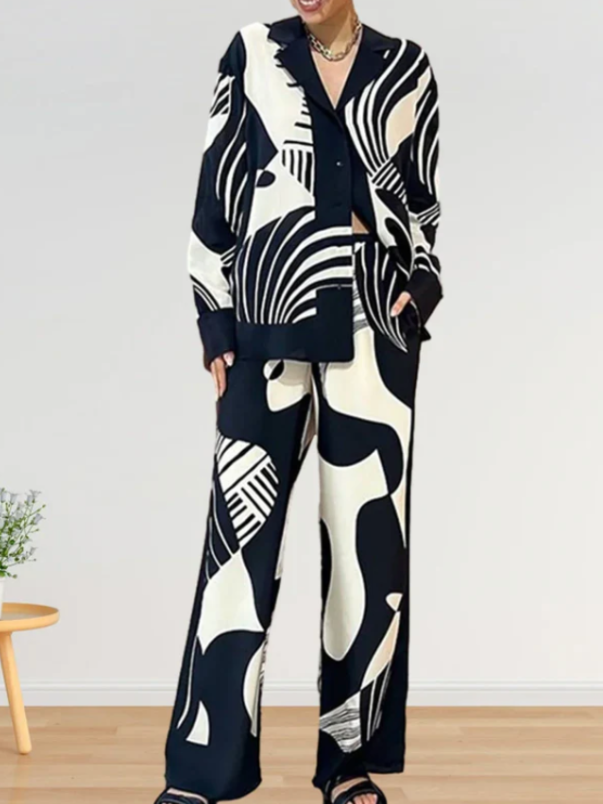 Black and white unique two-piece set