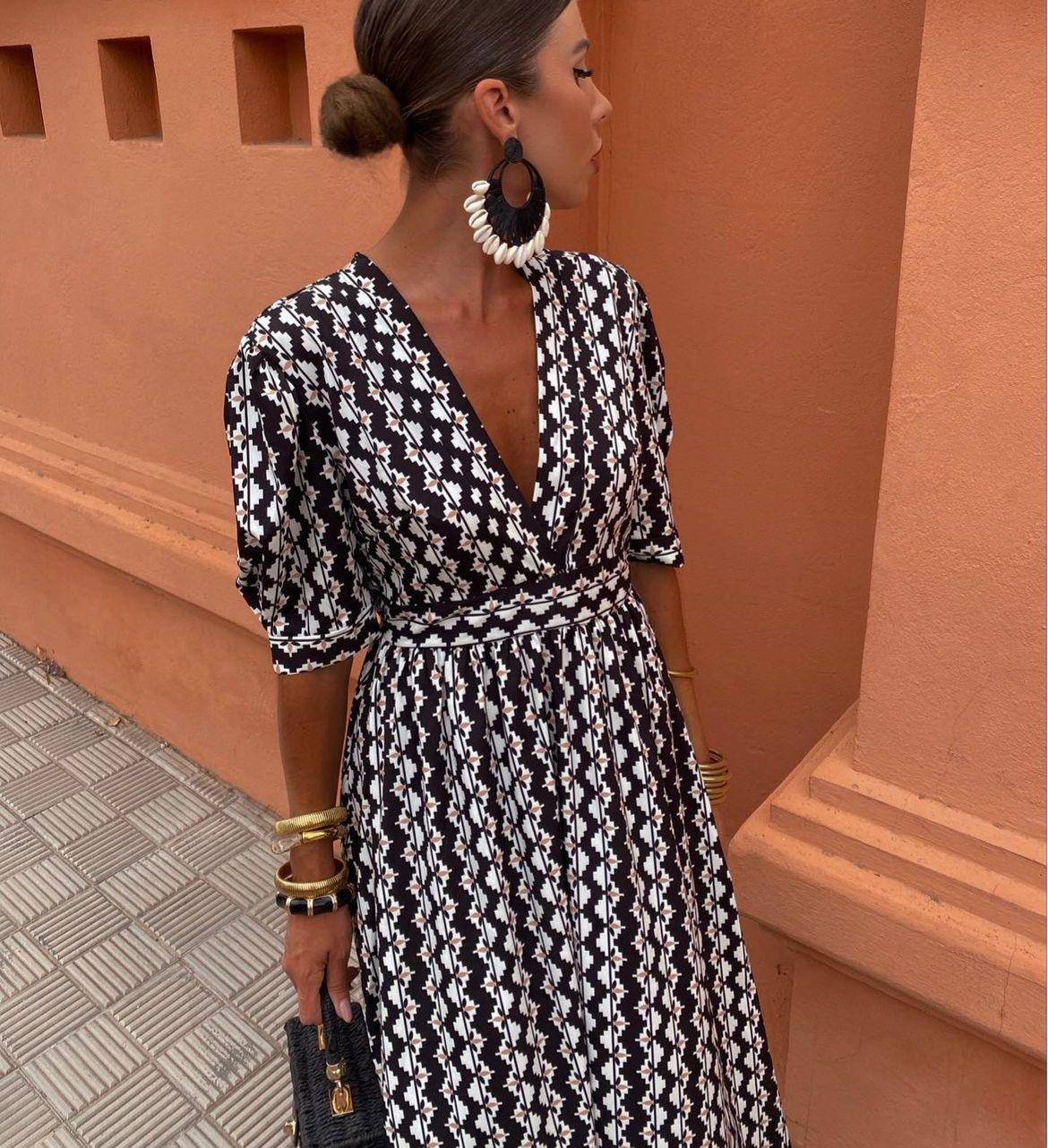 Enrika | Zomerjurk met etnisch patroon