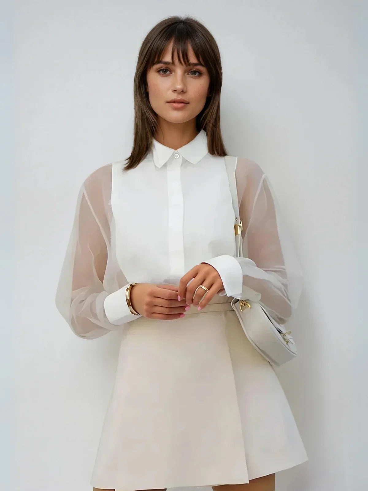 Tara | Transparant top with Puff Sleeves