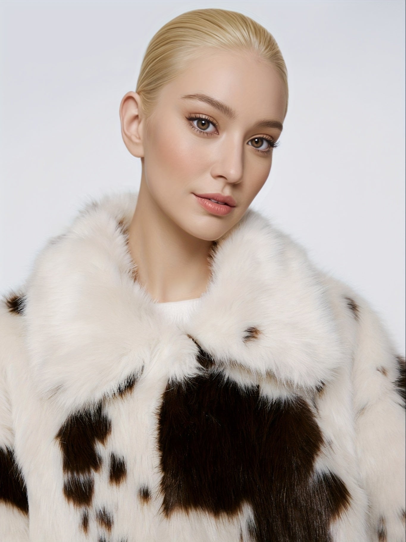 Jorie | Faux fur coat with cow print