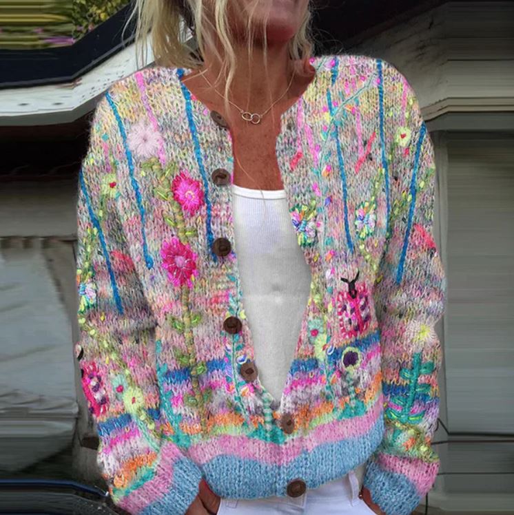 Nola | Geborduurd vest met kleuraccenten