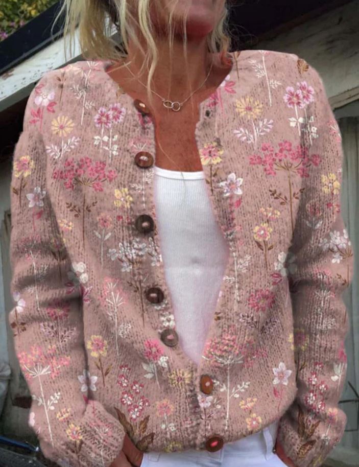 Mady | Roze vest met bloemenprint