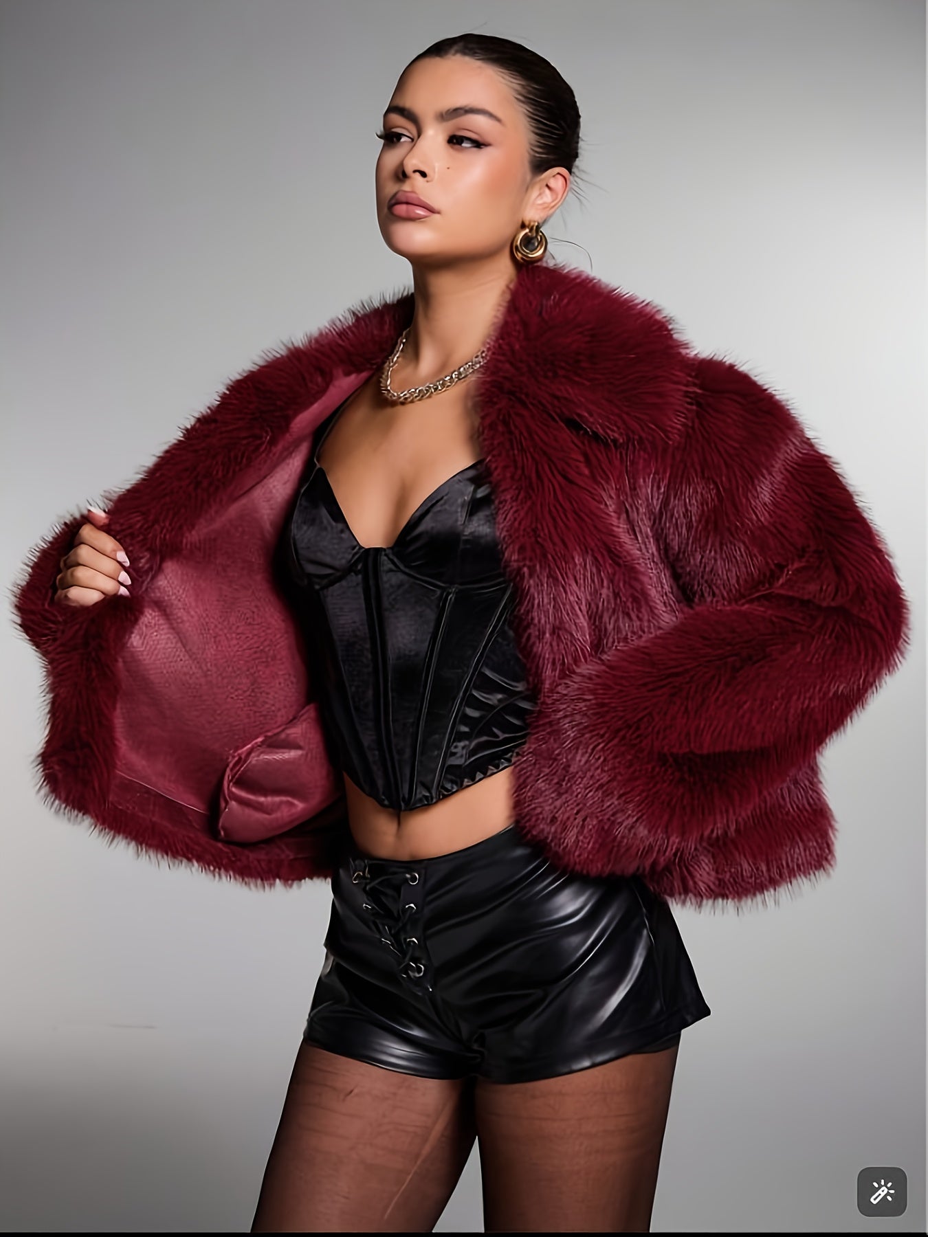Sera | Bordeaux faux fur cropped jacket