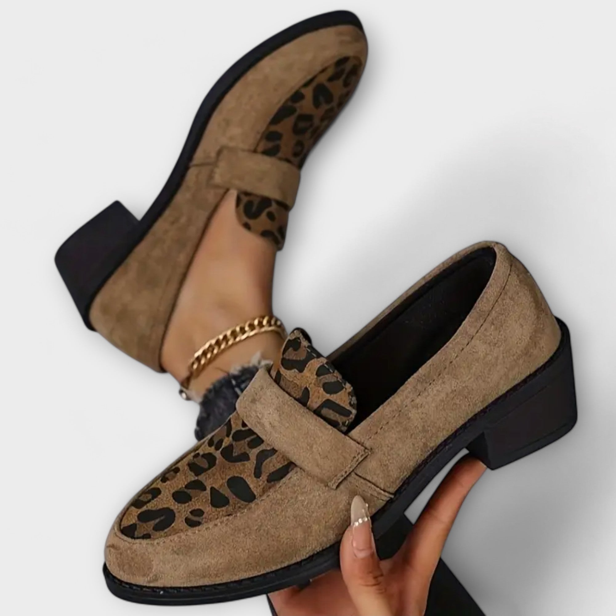 Karla | Leopard‑panel loafers