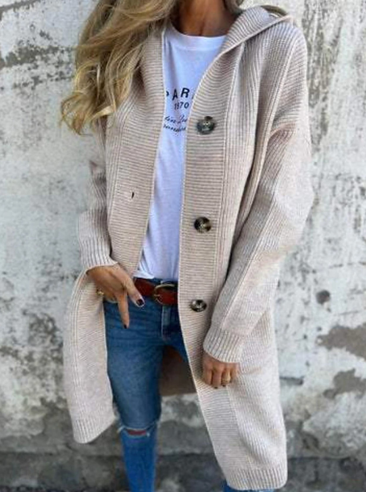 Charly | Ribbed hooded cardigan