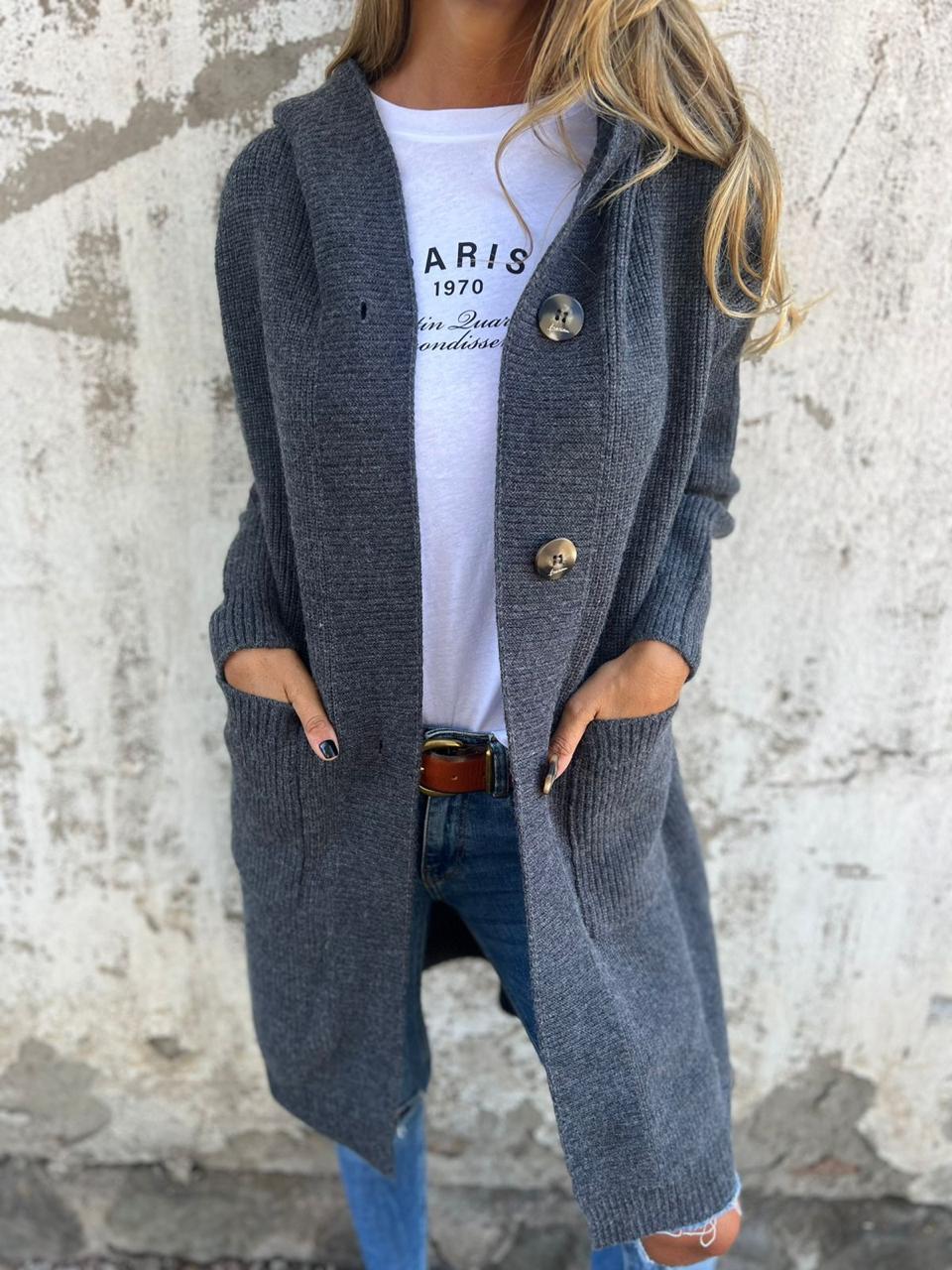 Charly | Ribbed hooded cardigan