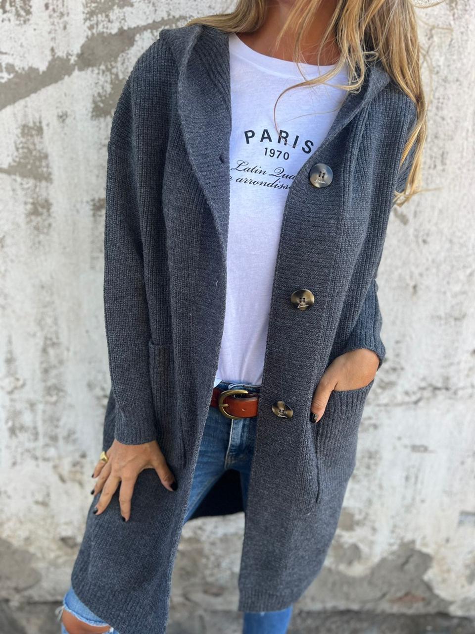 Charly | Ribbed hooded cardigan