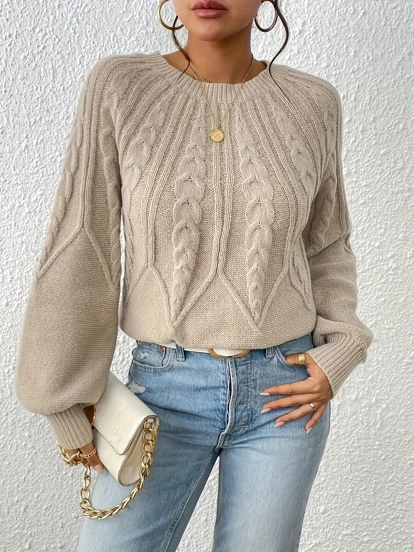 Kimber | cable-knit jumper with lantern sleeves