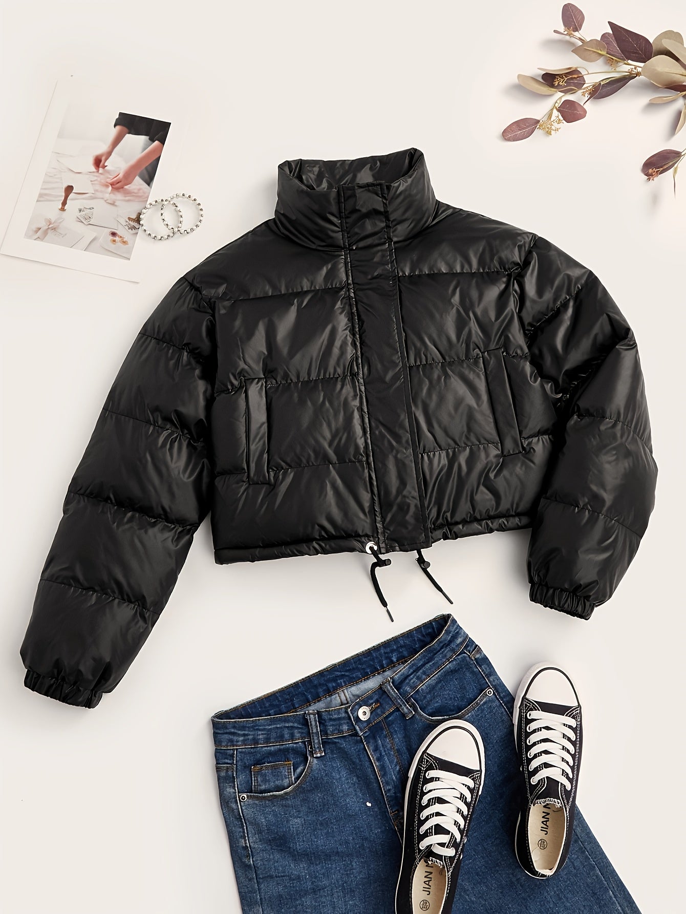Janie | Puffer jack met trekkoord