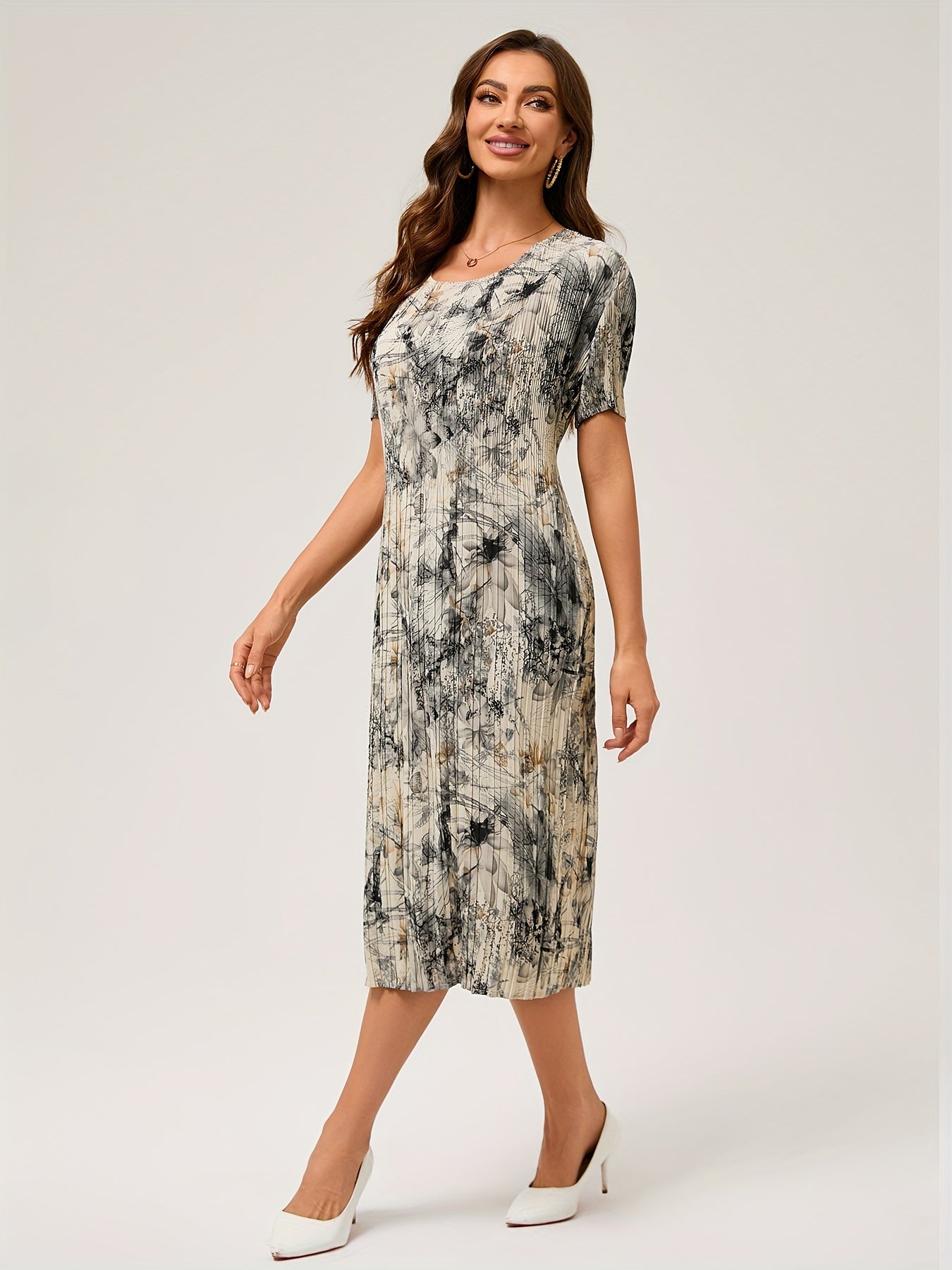 Rosy | Midi jurk met print