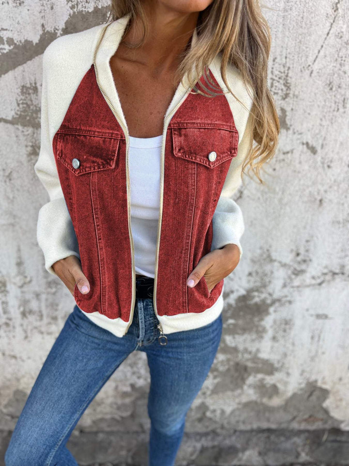 Alica | Denim-gebreide bombervest