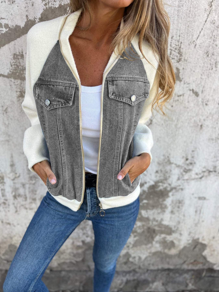 Alica | Denim-gebreide bombervest