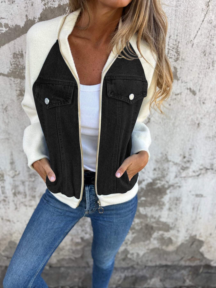 Alica | Denim-knit bomber cardigan
