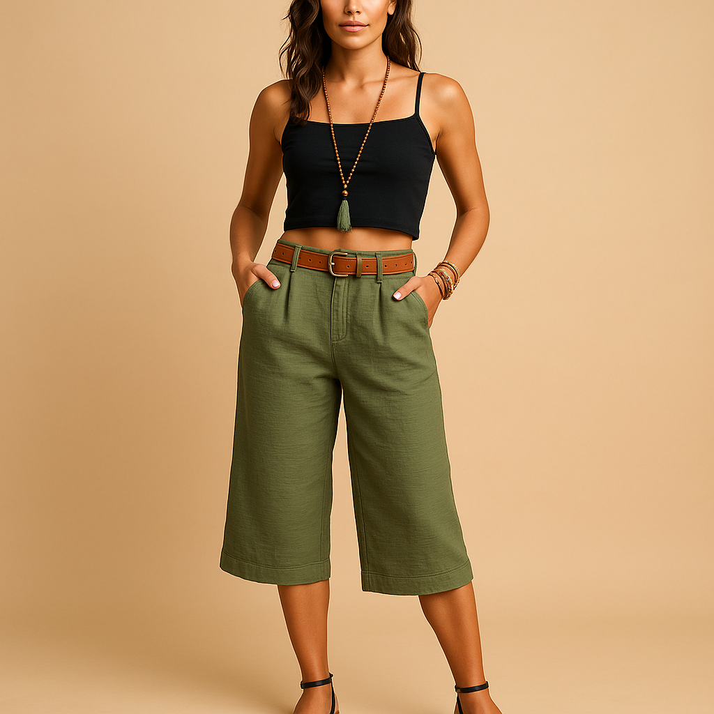 High-waisted Bermuda shorts