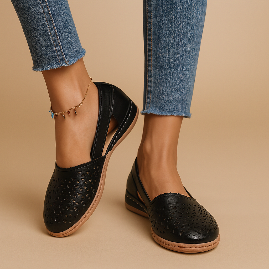 Airy slip-on shoes with cutouts