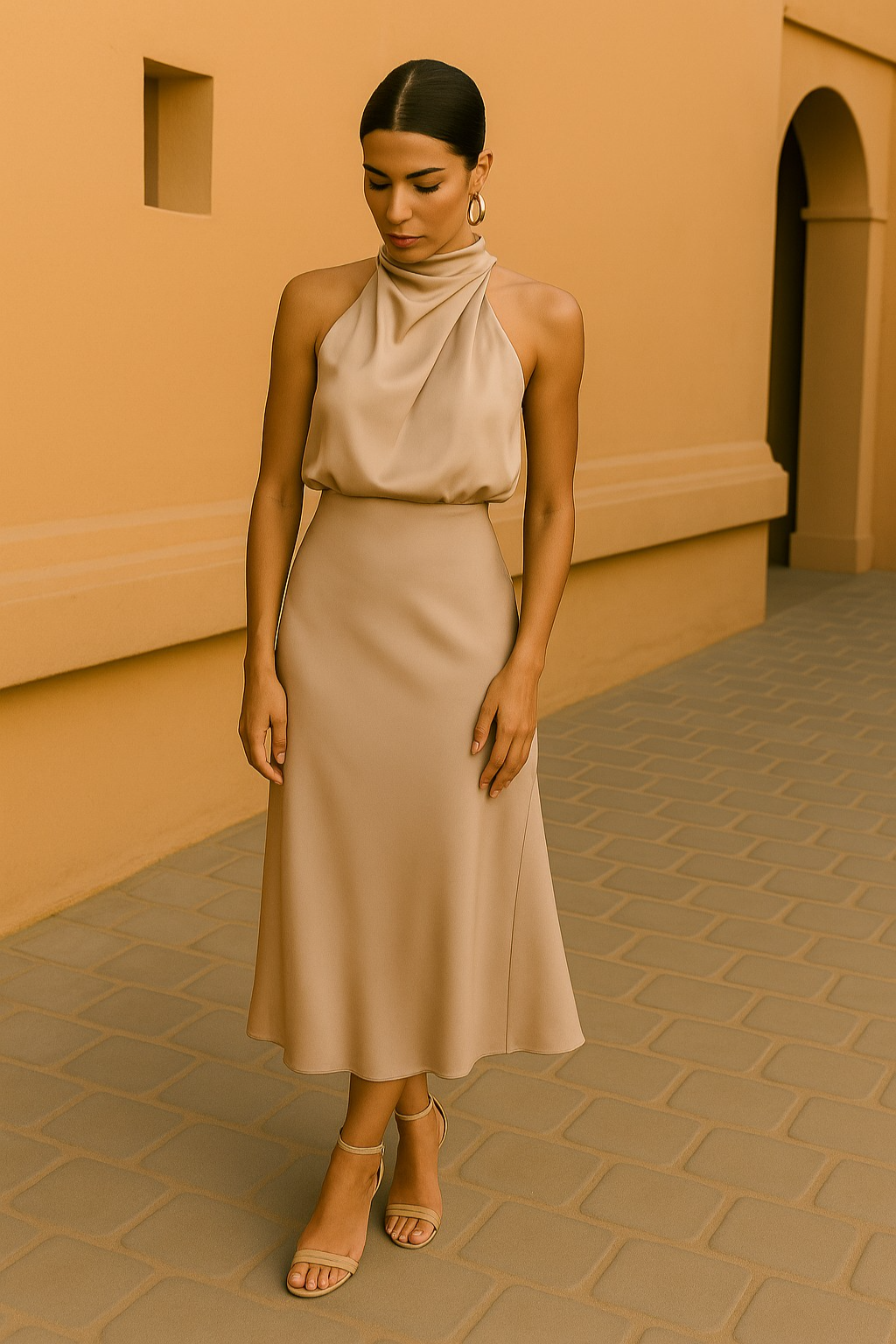 Celine | Halterneck midi-jurk